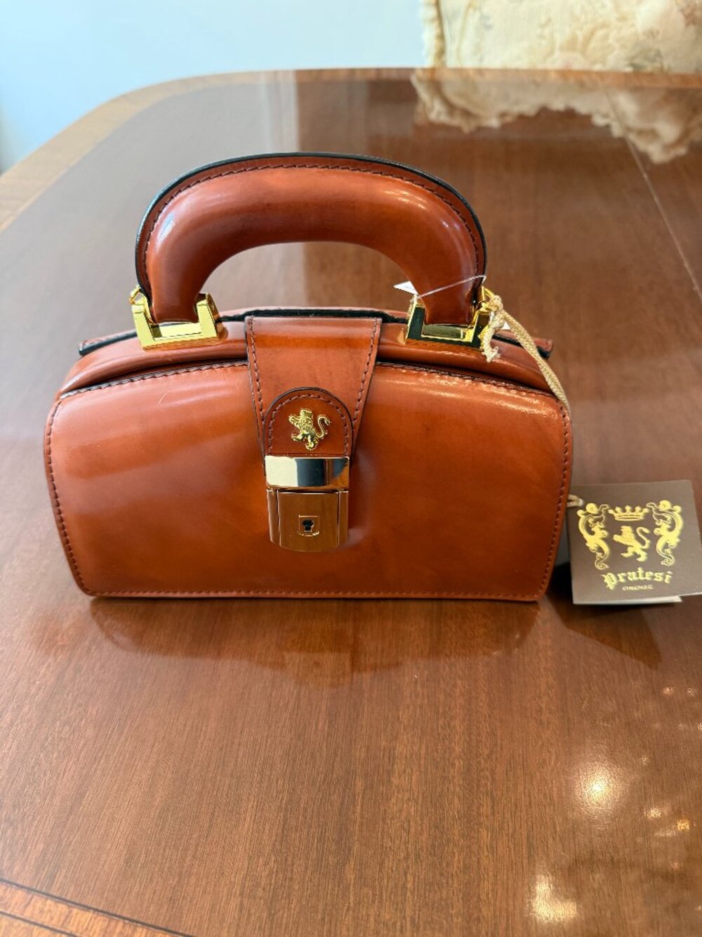 small Pratesi Italian handbag wwith shoulder strap, key and dust bag